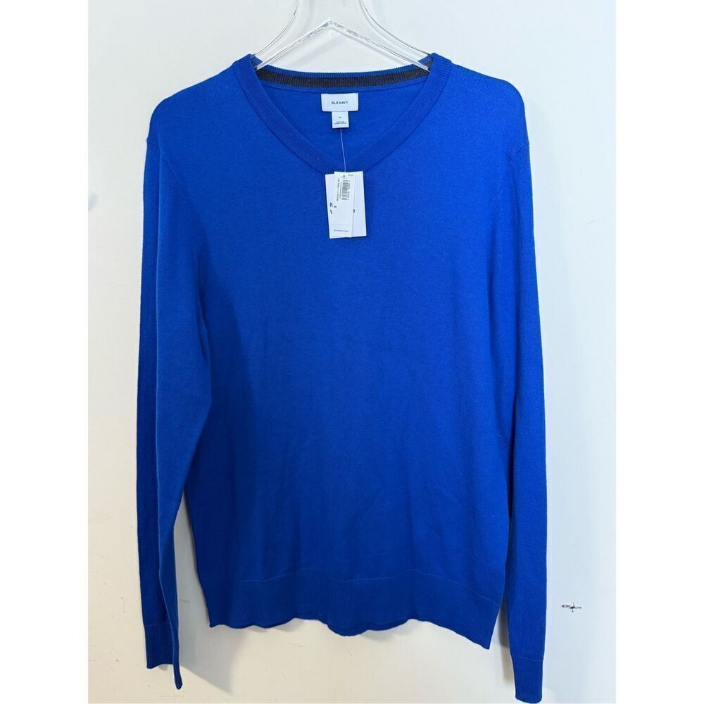 Old Navy V-Neck Sweater: Rib-knit Royal Blue Medium NWT